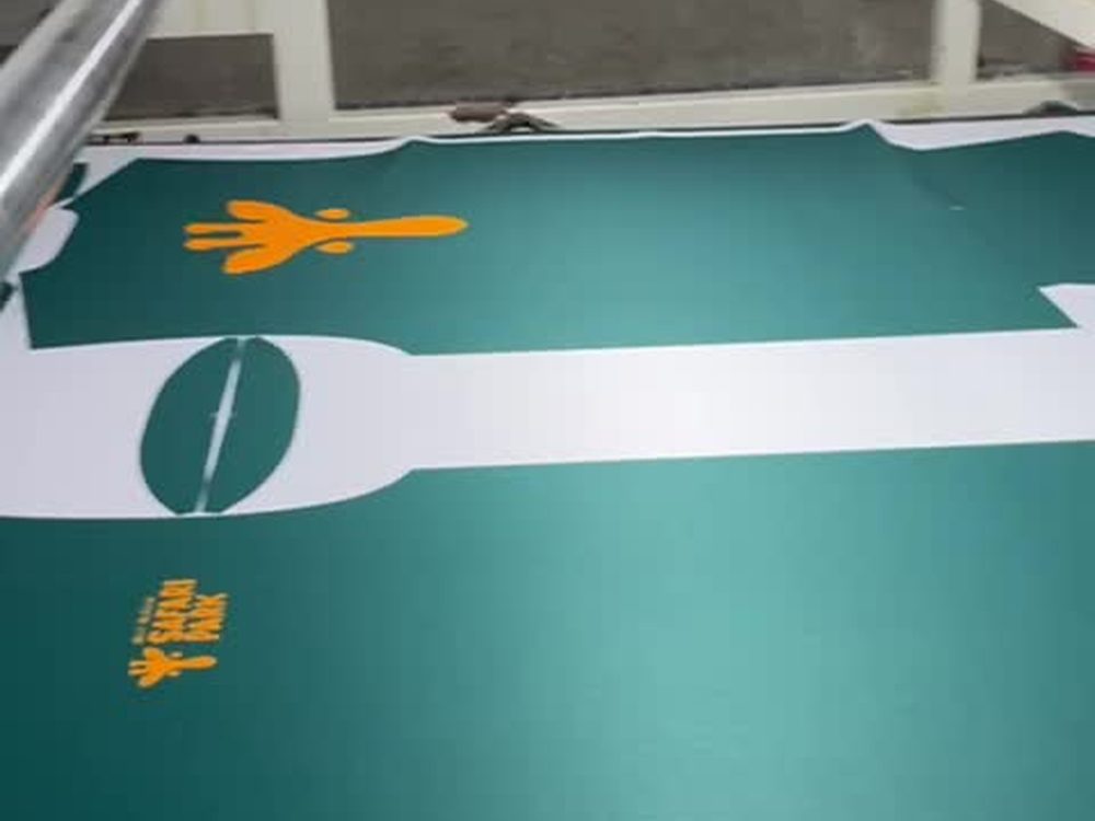 Sublimated uniform panels printed to a team's design before cutting